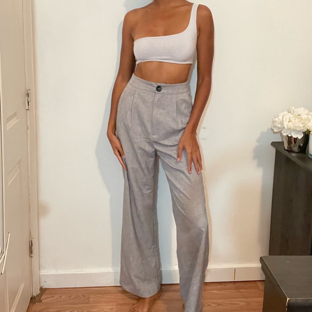 Gray high waisted pants
